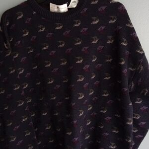 Austin Reed 100 Percent Merino Wool Patterned Crew Neck Sweater Mens Medium